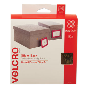 VELCRO® Brand Sticky-back Fasteners With Dispenser Box, Removable Adhesive, 0.75" Dia, Beige, 200-roll freeshipping - TVN Wholesale